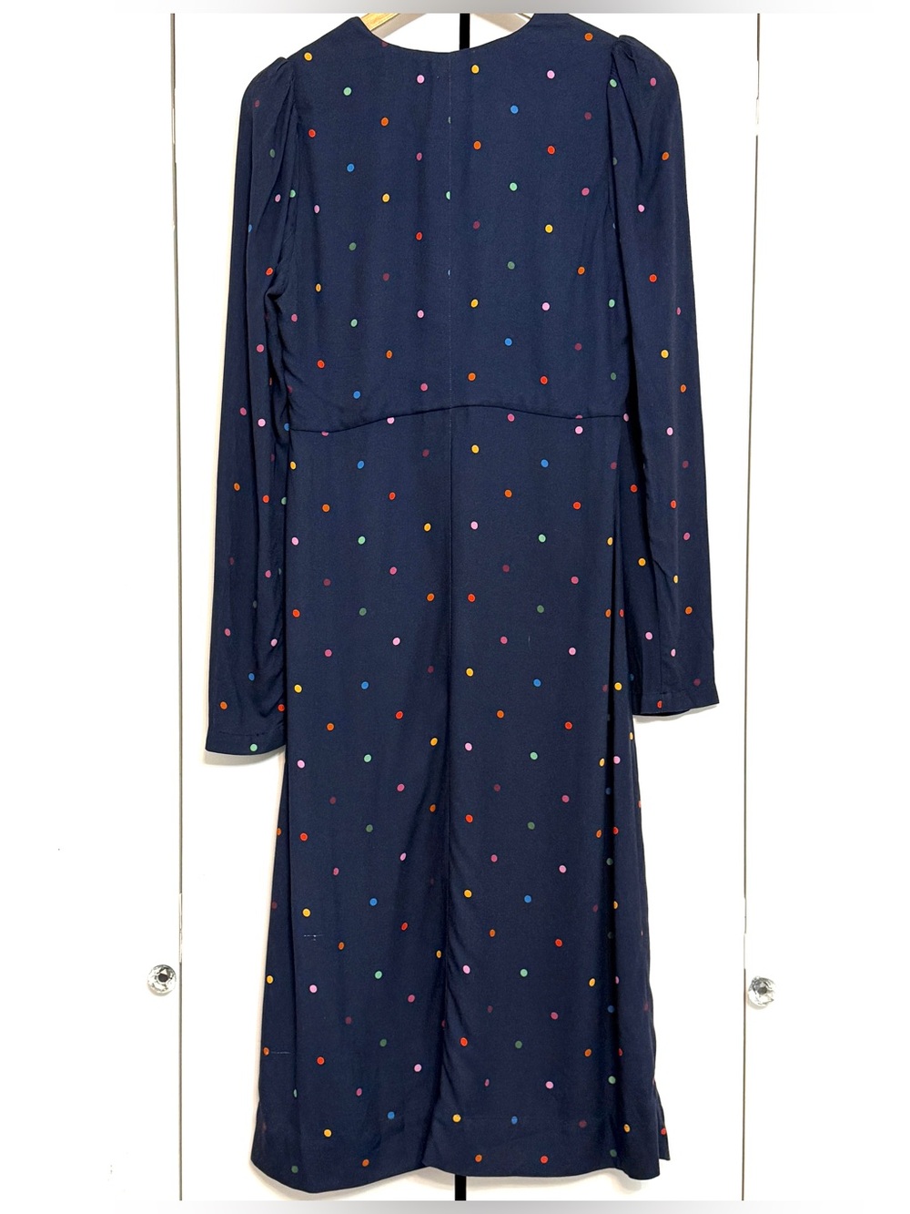 FARM Rio Colorful Dots Lucy Midi Dress M Navy Multicolor Polka Dot Long Sleeve - Picture 4 of 8